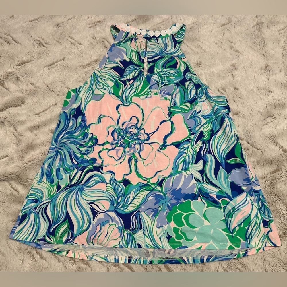 Lilly Pulitzer Dawn Halter Top with Lace Detail "Party Thyme" print - Picture 8 of 8